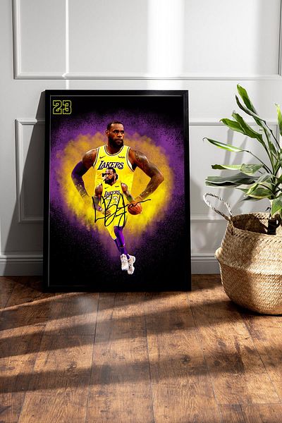 Saturn Lebron James Framed Painting - Basketball Nba Poster Painting