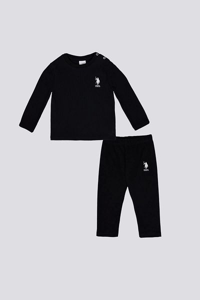 U.S. Polo Assn. Baby Boy Long Sleeve 2-Piece Set - Black