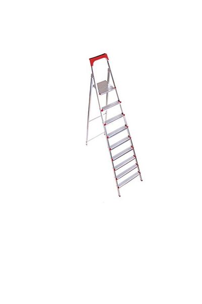 HARLEM Double Folding Ladder with Platform, Folding, Metal, Anti-Slip, 8+1 Steps