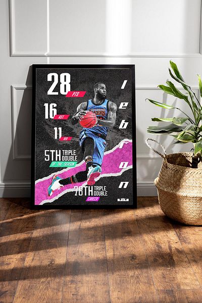 Saturn Pictură înrămată de LeBron James - Pictură poster NBA de baschet