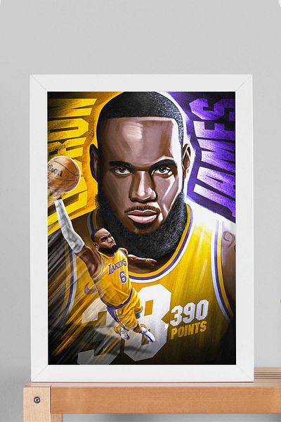 Saturn Pictură înrămată de LeBron James - Pictură poster NBA de baschet