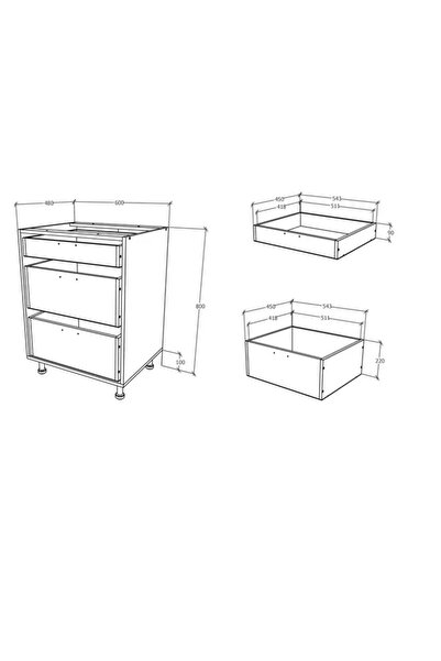 haaus.ro Haaus Karo Base Cabinet, 3 Drawers, Glossy Grey/White, MDF, 60 x 50 x 80 cm