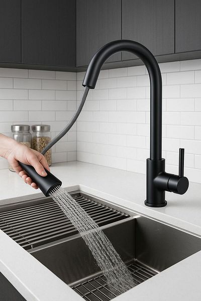 RUDİ ARMATÜR Black Spiral Kitchen Sink Faucet