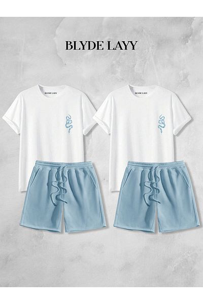 BLYDE LAYY Unisex 2-Piece Snake Printed Blyde Layy Design Lover Combination (2 Shorts - 2 T-Shirt Sets)