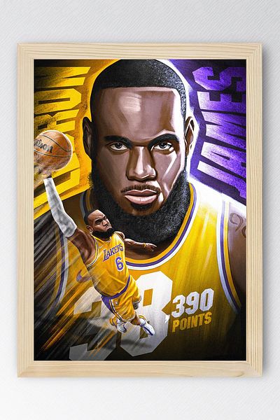 Saturn Lebron James Framed Painting - Basketball Nba Poster Painting
