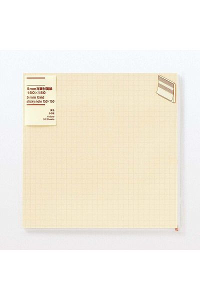 Muji 5 MM Grid Sticky Note W 150 x L 150 cm , Yellow , 30 Sheets