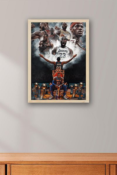 Saturn Lebron James Framed Painting - Basketball Nba Poster Painting