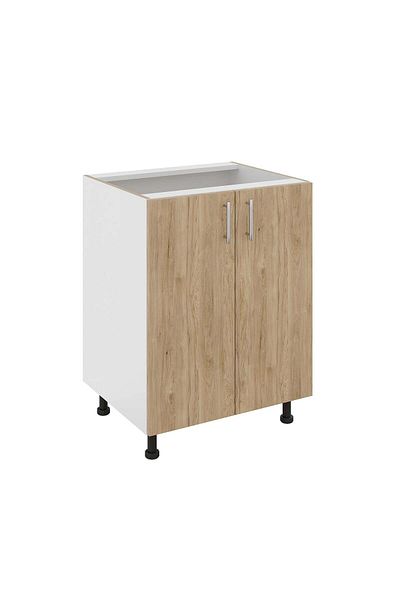 haaus.ro Haaus Karo Base Cabinet, 2 Doors, Natural Wood/White, 60 x 50 x 80 cm
