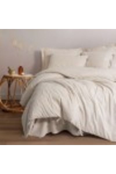 Cotton Box Linen and cotton bed linen with embroidery, Cotton Box, Esmira Beige