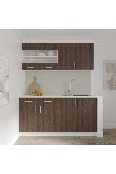 haaus.ro Άνω ντουλάπι haaus Karo, 2 πόρτες, με γυαλί, Χάλκινο/Λευκό Δρυς, 80 x 30 x 60 cm