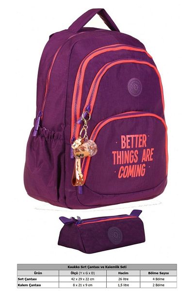 KAUKKO Set rucsac și stilou Crinkle School - violet - fetiță (K1678+K2643)