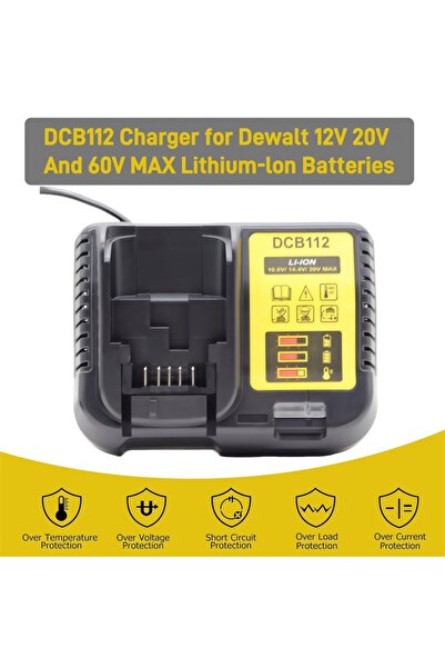 Choice شاحن بطارية ليثيوم EU DCB112 2A لـ Dewalt 10.8V 12V 14.4V 18V 20V DCB2...