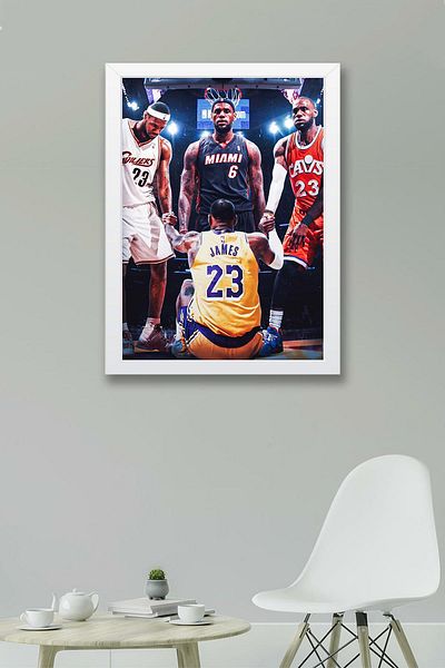 Saturn Lebron James Framed Painting - Basketball Nba Poster Painting