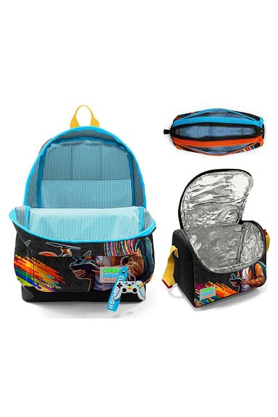 Coral High Primary School Triple School Starting Bag Set - Black Drone Pilot, Boy