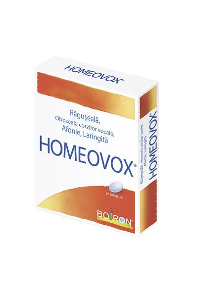 Boiron Homeopathic Dragees, Boiron, Homeovox, Treatment of Ragusella, Vocal Cord Obesity, 60 dragees