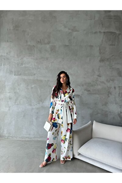 MSN Imported Jessica Fabric Shirt & Trousers Floral 2 Piece Set-Multi-Color-42100