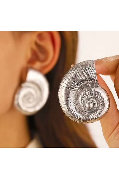 Çelik Seashell Model Steel Earrings
