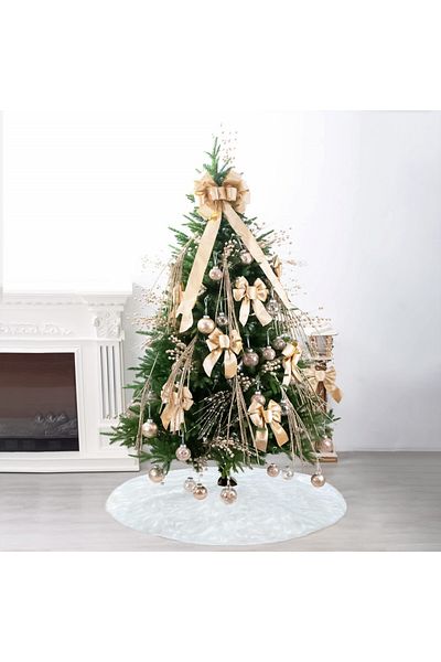YXHZVON Christmas Tree Plush Mat, Faux Fur, White, 90 Cm
