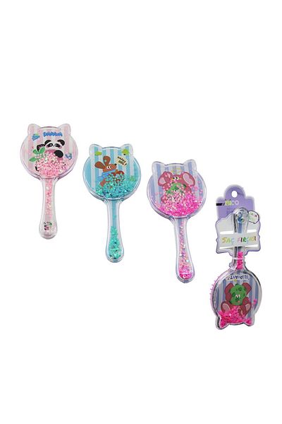 dreamingo . Cat Model - Children's Hair Brush with Shelf Mica Handle = Silicone - Comb Shelf Handle = Animal Picture - R