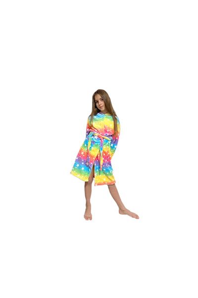 zzz sleep good sleeping !!! Halat de baie pentru copii, model cu Unicorn, multicolorat, stil marin cu stelute