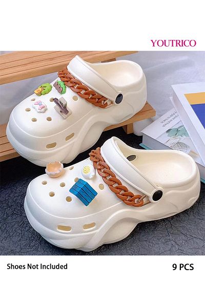 Youtrico 9pcs Cartoon Yellow Egg-Tree Jibbitz Charms for Slipper Ornament