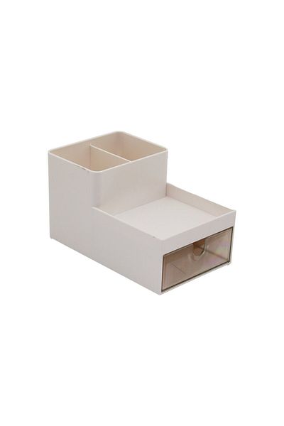 Mena Rise Şirinshop Plastic Makeup - Jewelry Organizer with One Drawer + 3 Compartments 16X9.5Cm - H: 5--9.5cm