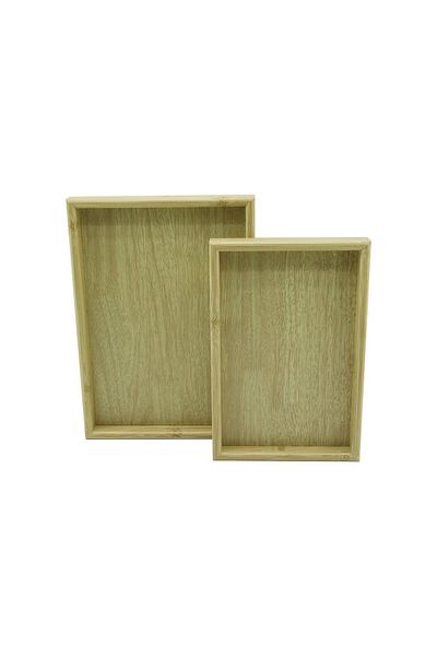 Mena Rise Murahzeshop Pablito Home Pbt-362 Light Brown Set of 2 Rectangular Wooden Bamboo Presentation Tray 20
