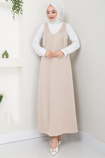 hafsamina Πλεκτό φόρεμα River Gilet Μπεζ HM2389