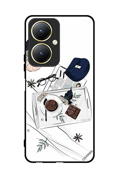 Covernex غطاء حماية لهاتف فيفو Y35 Plus 5G بنقشة قهوة وشوكولاتة