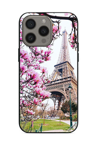 Covernex غطاء حماية لهاتف أبل آيفون 15 برو ماكس - زهور وبرج إيفل