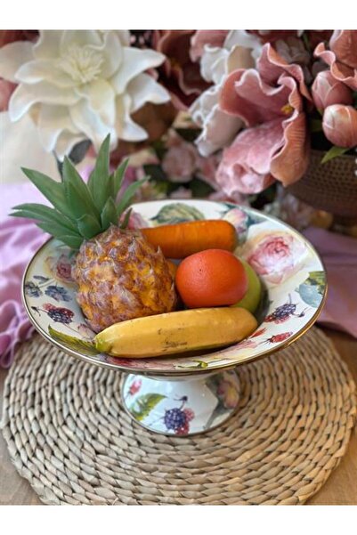ROSSEV Rose Enamel Footed Fruit Plate