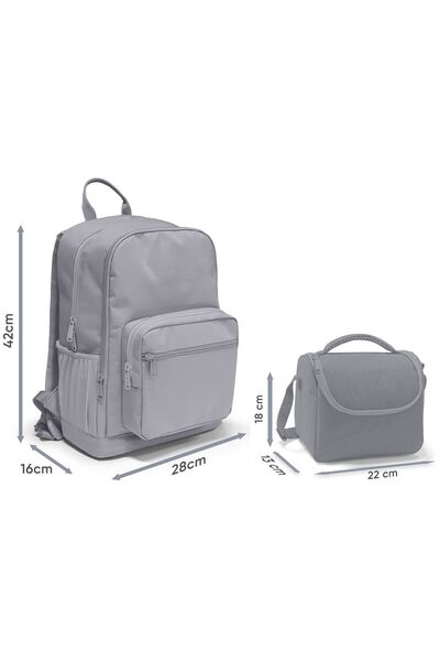 Coral High İlkokul ve Ortaokul Sırt Çantası ve Beslenme Seti - Erkek İçin Siyah Beyaz Geometrik