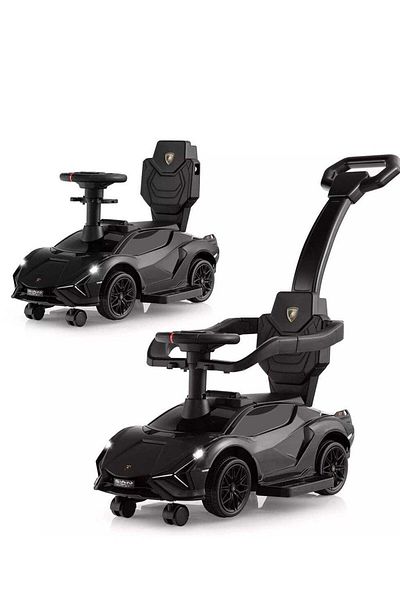 Factual Toys Lamborghini Ride on Push Car Walking Toy Stroller with USB Port - Black