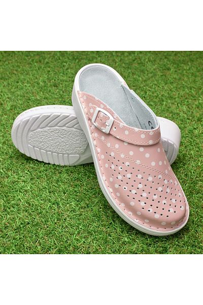 Medibut Women's leather medical clogs 09L, Pink - 41