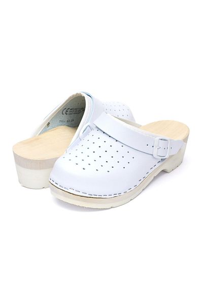 Tellus Women's leather medical clogs 03AB PU, White - 41