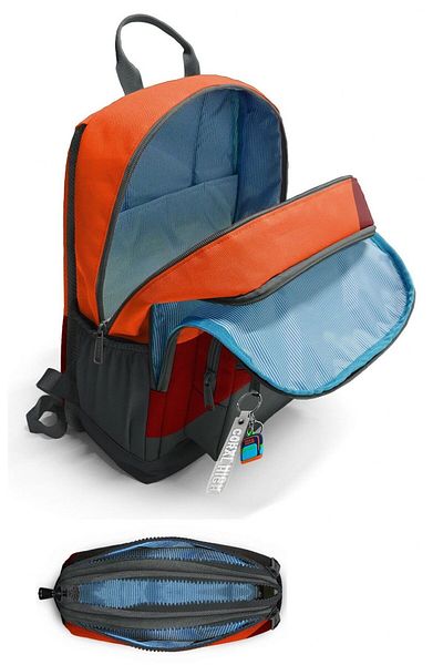 Coral High Boy's Backpack and Pen Holder Set - Orange Burgundy Gray Color - Primary School