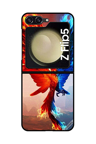 Covernex غطاء حماية لهاتف سامسونج جالاكسي زد فليب 5 بخلفية نسر النار والماء