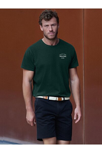 s.Oliver Men's chino shorts, Phoenix with mid-rise waist and regular fit, Dark navy