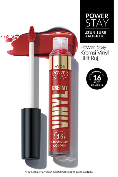 AVON Power Stay Kremsi Vinyl Likit Ruj - Red Hot
