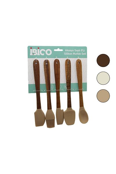 Mena Rise Diyar-Ifırsatshop 5 Pcs - Mini=21Cm Colorful Silicone Mouth Set 3-Spatula - 1-Egg Brush