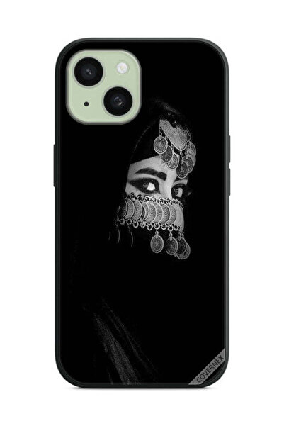 Covernex غطاء حماية لهاتف آيفون 15 من آبل، فتاة ذات عيون جميلة ووجه مزين بالم...