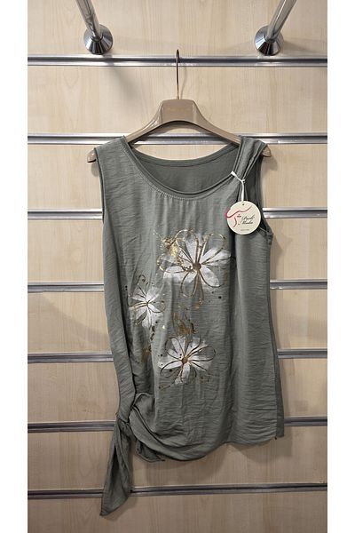 Park Moda Ιταλική μπλούζα με μηδενικό μανίκι με λουλουδάτο σχέδιο