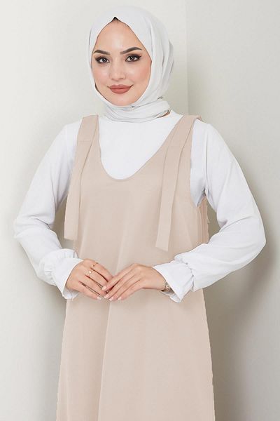 hafsamina Πλεκτό φόρεμα River Gilet Μπεζ HM2389