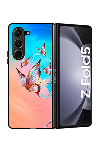 Covernex غطاء حماية لهاتف سامسونج جالاكسي زد فولد 5، فراشات تحلق فوق لون الطلاء