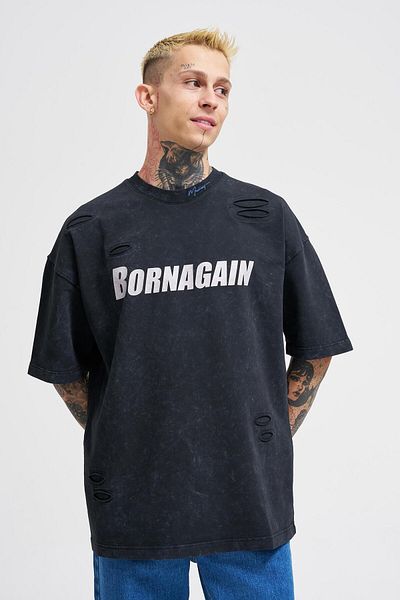 Machinist Men's Born Again Printed Washable Asphalt T-Shirt