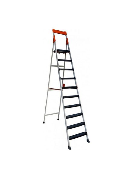 HARLEM Harbinger® enameled aluminum double folding ladder, Folding, Maximum 155 kg, 9+1 steps