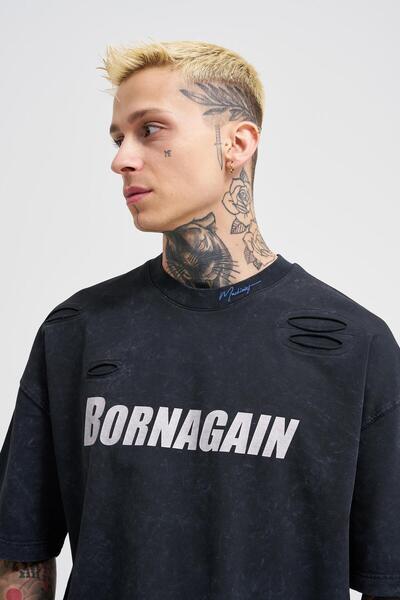 Machinist Ανδρικό μπλουζάκι Born Again Printed Washable Asphalt T-shirt