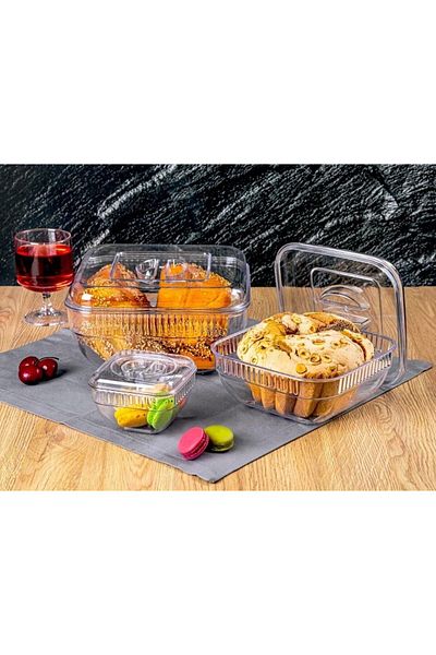 Mena Rise Şirinshop 3Pcs Set Square - 5250ml Storage Container Mica - Crystal Plastic 1108107