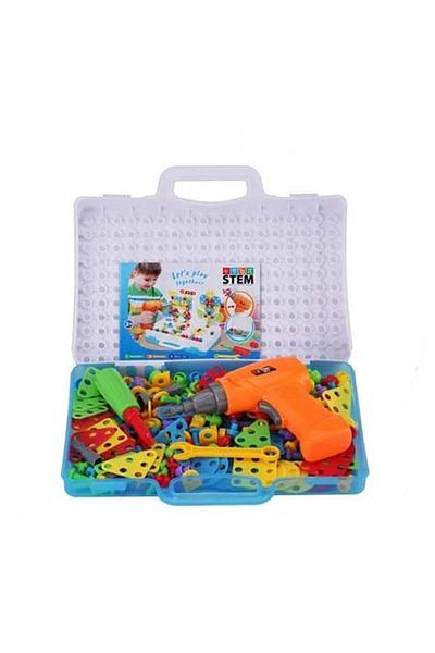 dalimag Joc mozaic puzzle cu bormasina electrica de jucarie, 253 piese