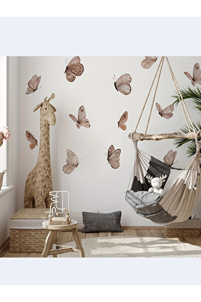 aiki Soft Kahverengi Tonlarda Kelebekler, Bebek, Çocuk Odası, Duvar, Dolap, S...